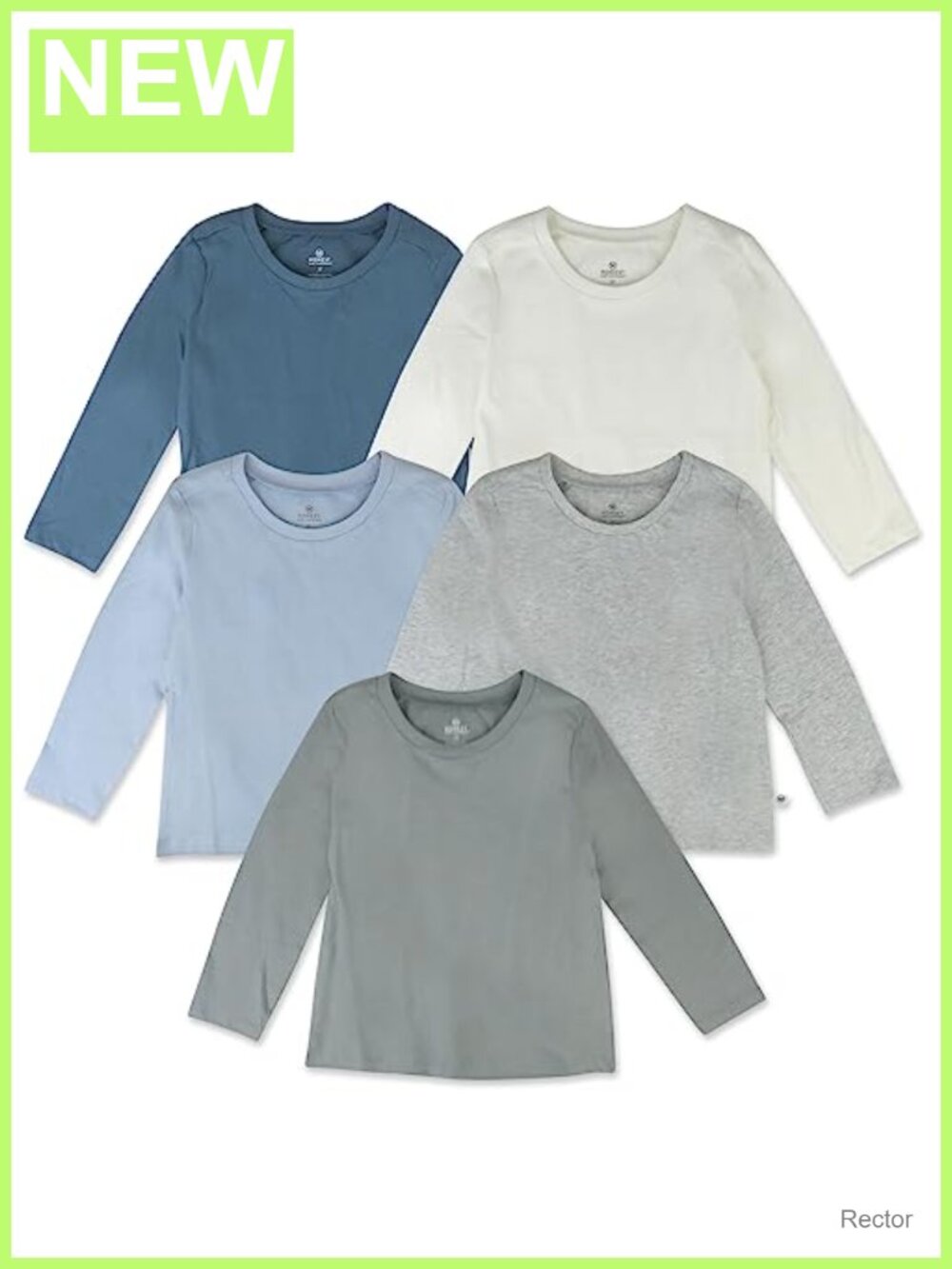 Organic Cotton Long Sleeve T-Shirts 5-Pack Baby Toddler Crew Neck